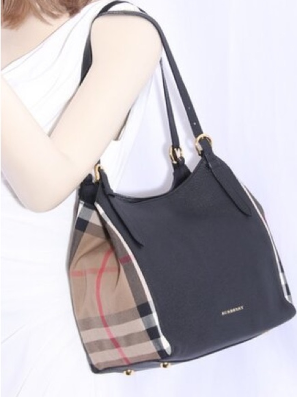 Burberry Black Leather Tote with Gold Hardware